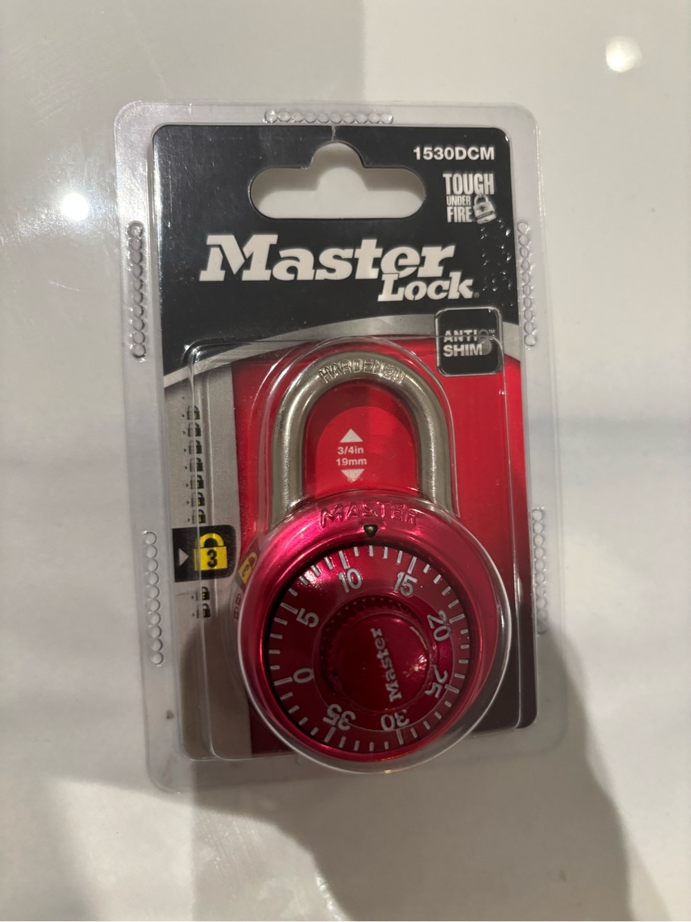 Red Combination Padlock - 3/4in Shackle